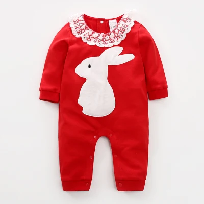 Barboteuse pour bébés filles, vêtements de noël pour enfants, barboteuse à manches longues en dentelle + coton