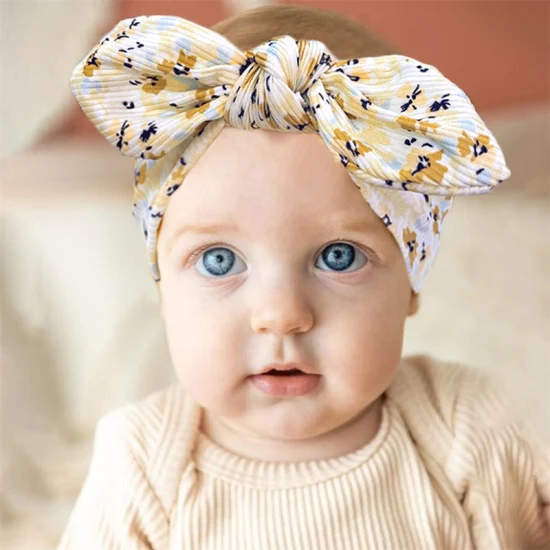 Nouveau produit mode bébé bandeau coton imprimé tendance chaude accessoires de cheveux bande pour enfants lapin oreille mignon bandeau arcs